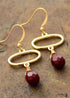 Boho Earrings, Dangle Earrings, Ellipse Red Jaspers